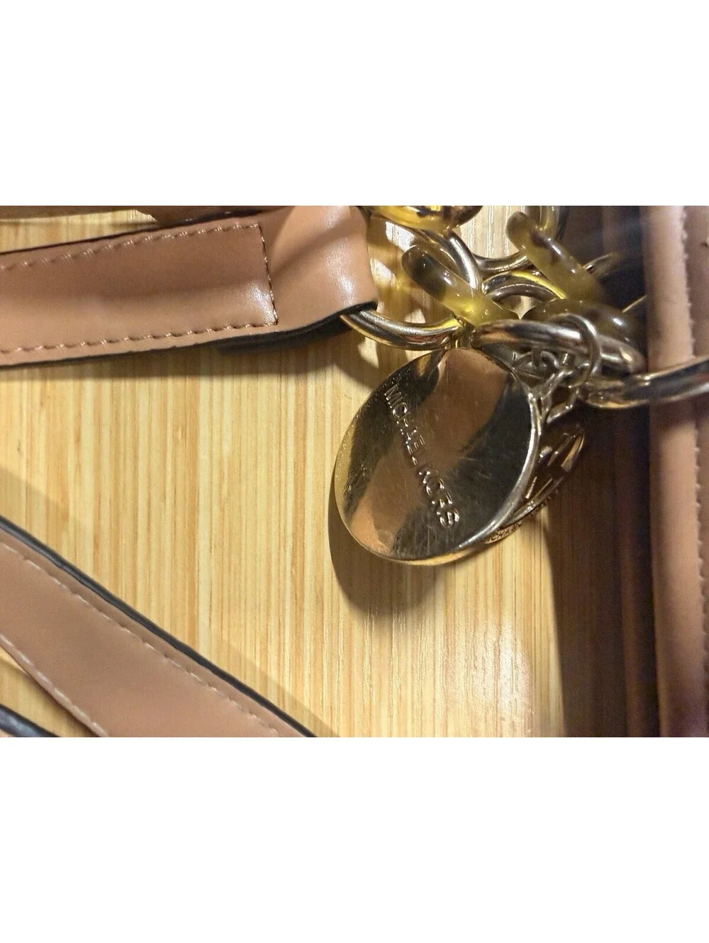 Authentic Michael Kors Cynthia Vanilla Monogram Medium Large Satchel Crossbody